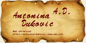 Antonina Duković vizit kartica